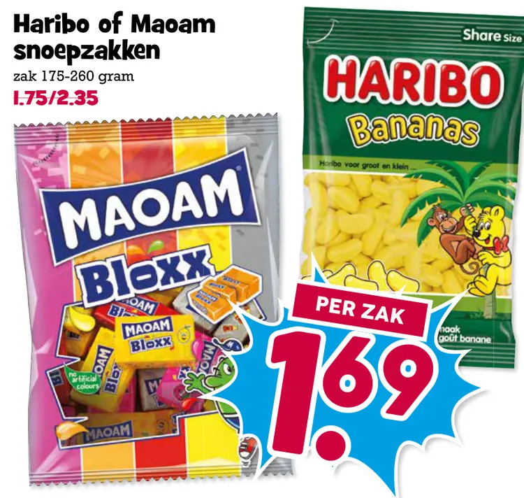 Aanbieding: Haribo of Maoam snoepzakken