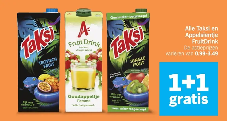Aanbieding: Alle Taksi en Appelsientje FruitDrink