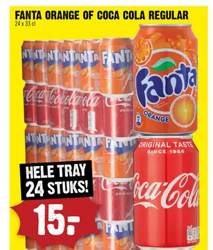Aanbieding: FANTA ORANGE OF COCA COLA REGULAR