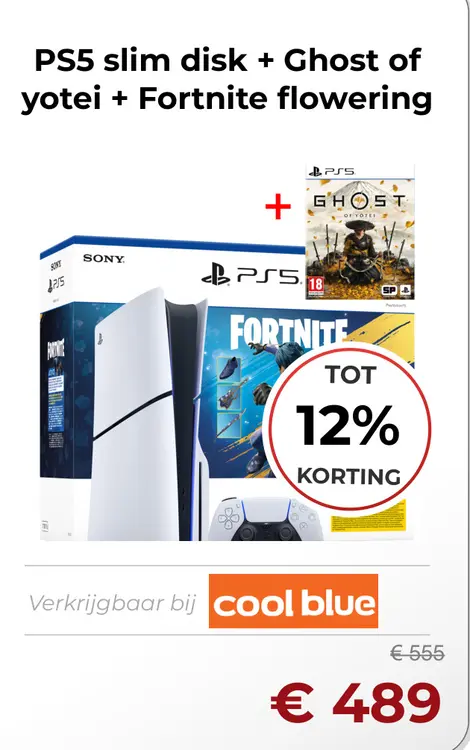 Aanbieding: PS5 slim disk + Ghost of yotei + Fortnite flo