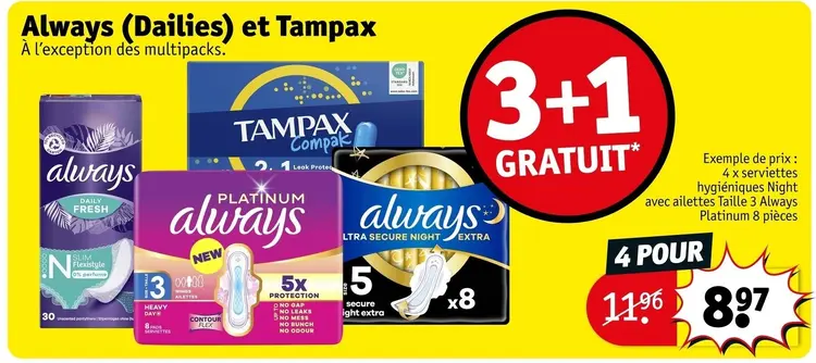 Offre: Always (Dailies) et Tampax