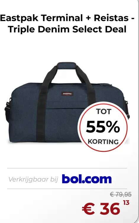 Aanbieding: Eastpak Terminal + Reistas - Triple Denim Select deal