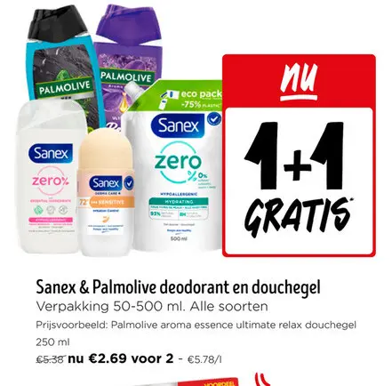 Promotie: Sanex & Palmolive deodorant en douchegel