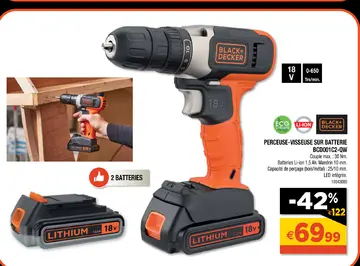 Offre: Perceuse-visseuse sur batterie bcd001c2-qw
