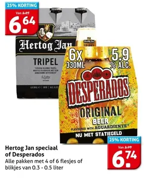 Aanbieding: Hertog Jan speciaal of Desperados