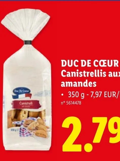 Offre: Duc de Cœur Canistrellis aux amandes