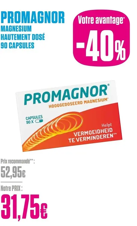 Offre: Promagnor magnesium hautement dosé