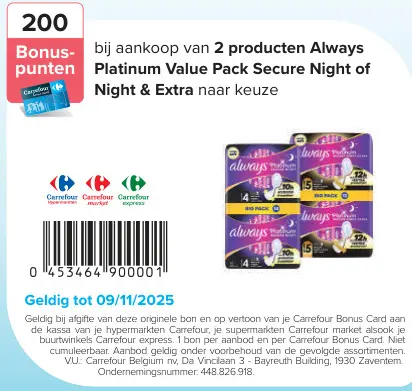 Aanbieding: Always Platinum Value Pack Secure Night