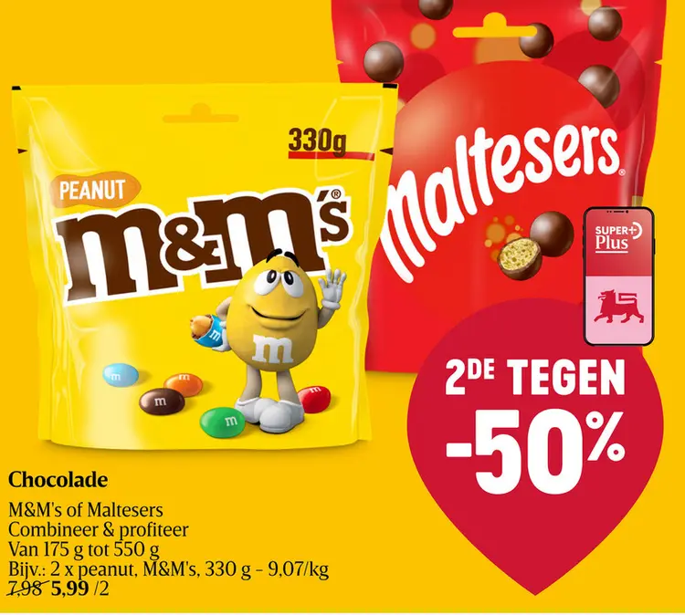 Promotie: Chocolade M&M's of Maltesers