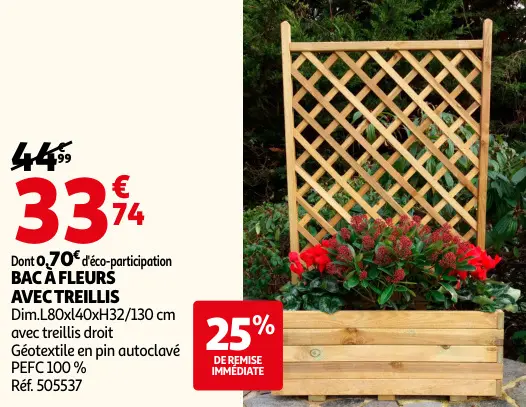 Offre: Bac a fleurs avec treillis