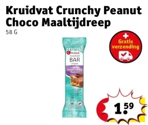 Aanbieding: Kruidvat Crunchy Peanut Choco Maaltijdreep