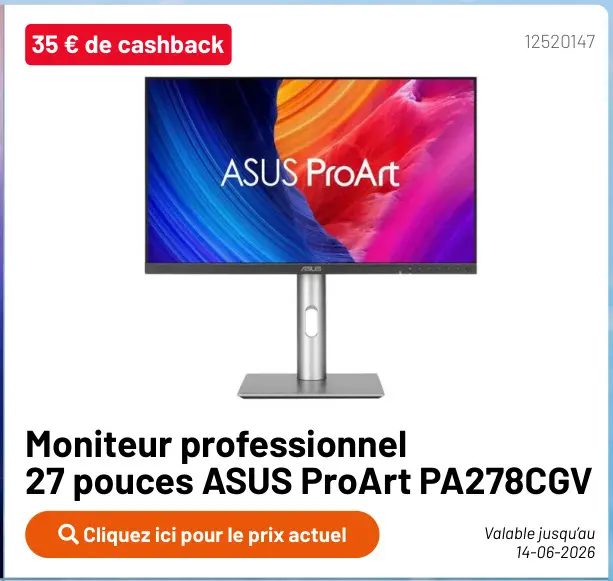 Offre: Moniteur professionnel 27 pouces ASUS ProArt 