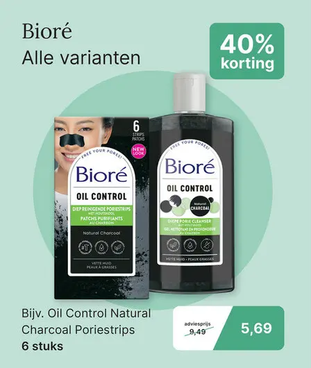 Aanbieding: Bioré Oil Control Natural Charcoal Poriestrip