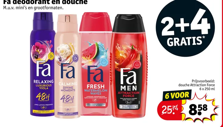 Aanbieding: Fa deodorant en douche