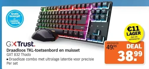 Aanbieding: Draadloos TKL-toetsenbord en muisset GXT 832 