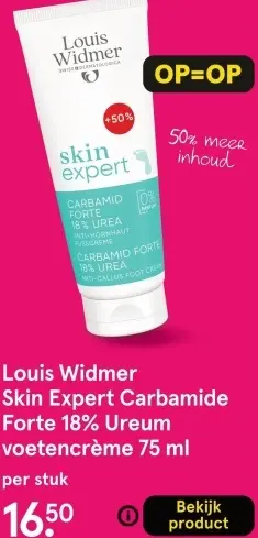 Aanbieding: Louis Widmer Skin Expert Carbamide Forte 18% Ureum voetencrème 75 ml