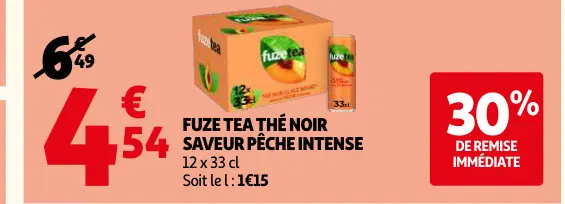 Offre: Fuze tea thé noir saveur pêche intense