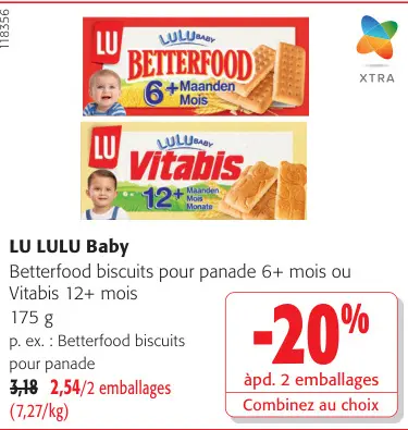 Offre: Betterfood biscuits pour panade 6+ mois ou Vitabis 12+ mois