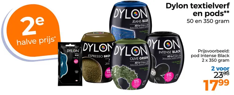 Aanbieding: textielverf en pods