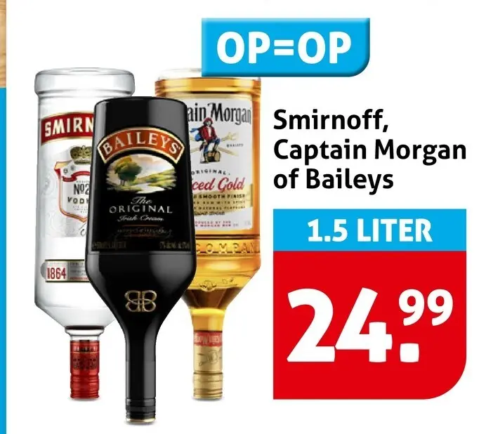 Aanbieding: Smirnoff, Captain Morgan of Baileys