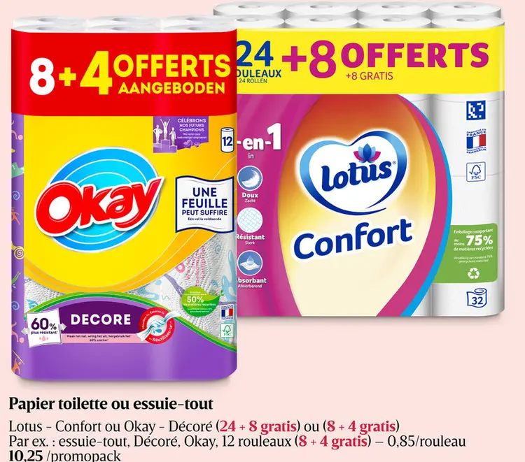 Offre: Papier toilette ou essuie-tout