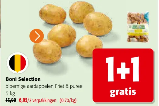 Promotie: bloemige aardappelen Friet & puree