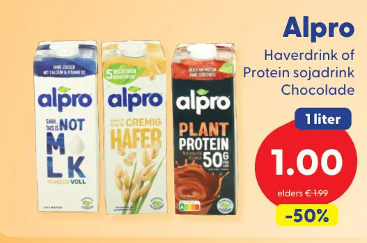 Aanbieding: Haverdrink of Protein sojadrink Chocolade