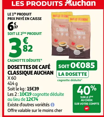 Offre: Dosettes de Café Classique