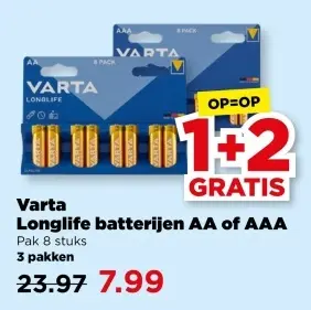 Aanbieding: Varta Longlife batterijen AA of AAA