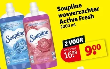 Aanbieding: Soupline wasverzachter Active Fresh