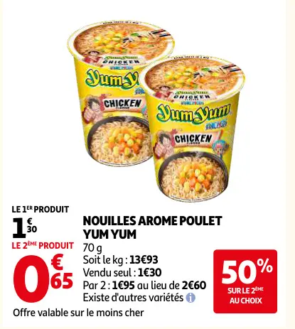 Offre: Nouilles arome poulet