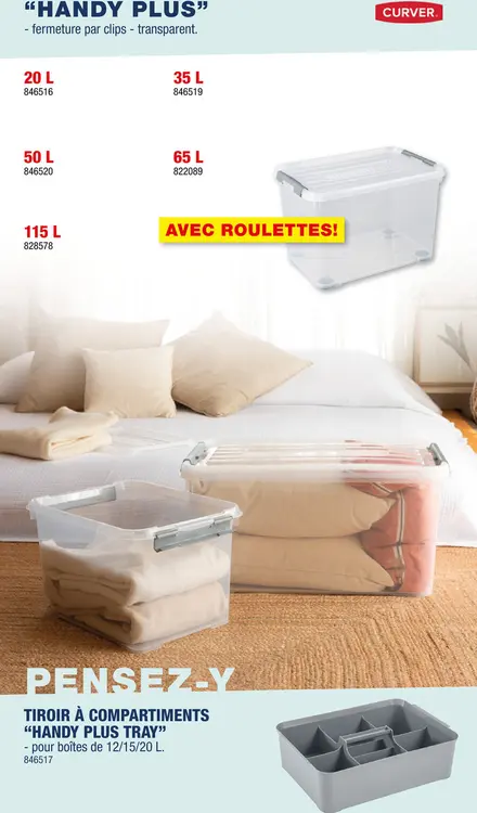 Offre: Curver Handy+ boàte de rangement 35l transparent