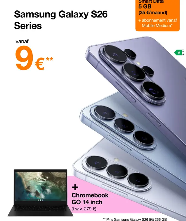 Promotie: Samsung Galaxy S26 Series + Chromebook GO 14 inch