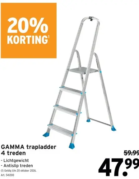 Promotie: GAMMA trapladder 4 treden