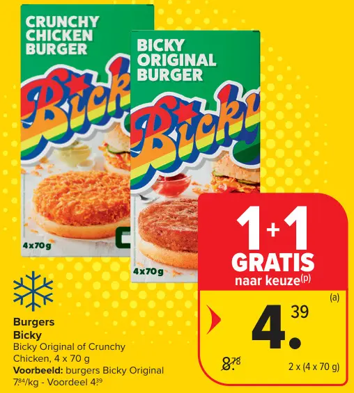 Promotie: Burgers Bicky Original or Crunchy Chicken