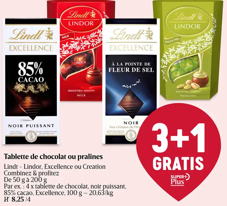 Offre: Tablette de chocolat ou pralines