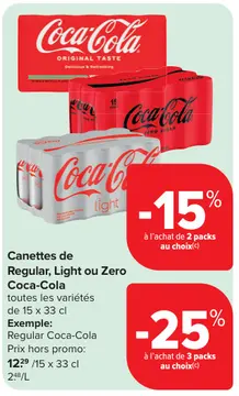 Offre: Canettes de Regular, Light ou Zero Coca-Cola