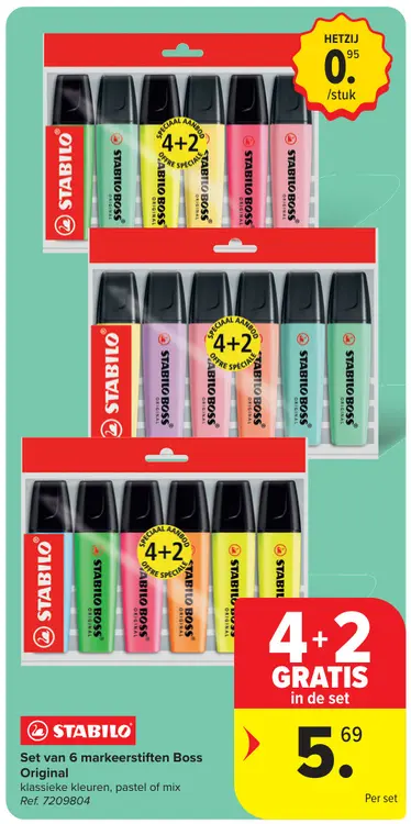Promotie: Set van 6 markeerstiften Boss Original