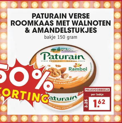 Aanbieding: Verse roomkaas met walnoten & amandelstukjes
