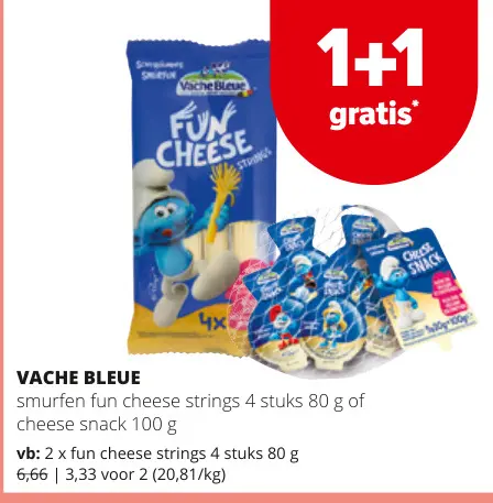 Promotie: Vache Bleue smurfen fun cheese strings of cheese snack