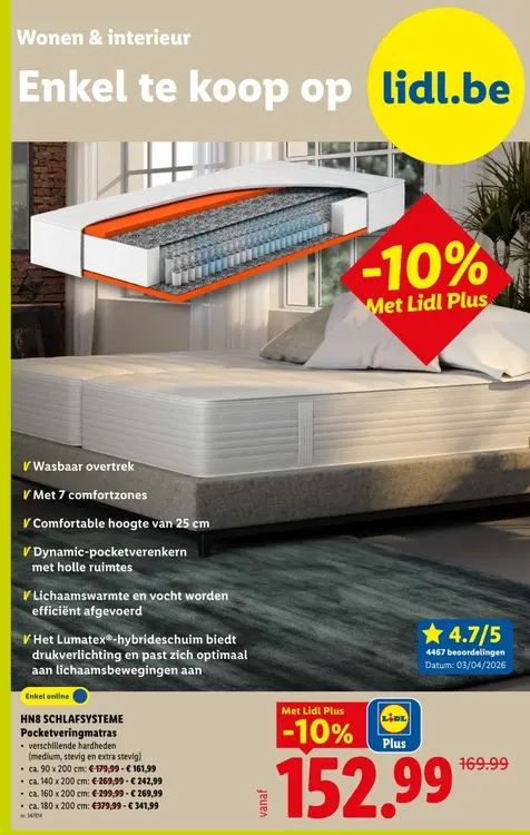 Promotie: HN8 SCHLAFSYSTEME Pocketveringmatras