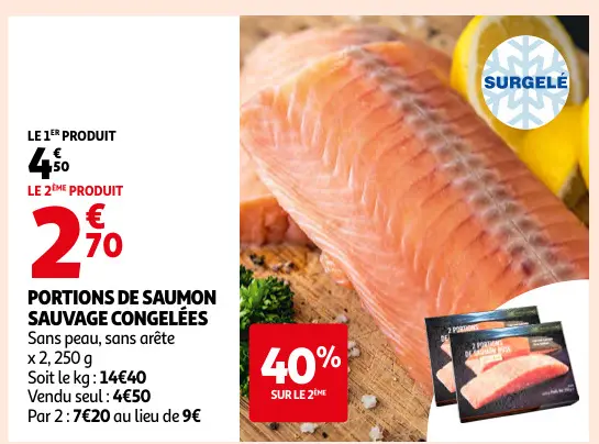 Offre: Portions de saumon sauvage congelées