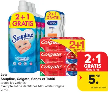 Offre: Lot Soupline, Colgate, Sanex et Tahiti