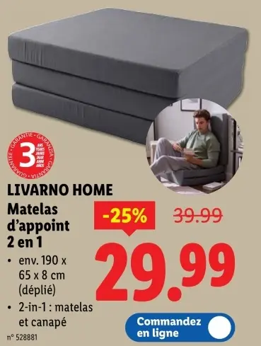 Offre: Matelas d'appoint 2 en 1
