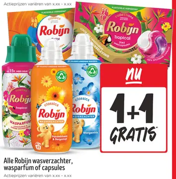 Aanbieding: Alle Robijn wasverzachter, wasparfum of capsules