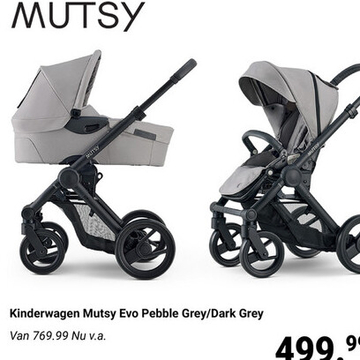 Aanbieding: Kinderwagen Mutsy Evo Pebble Grey/Dark Grey