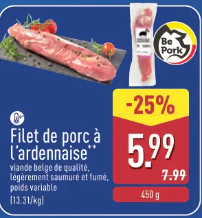 Offre: Filet de porc à l'ardennaise