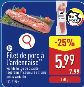 Offre: Filet de porc à l'ardennaise