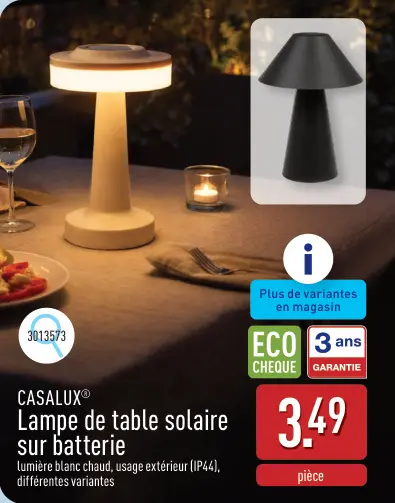 Offre: Lampe de table solaire sur batterie