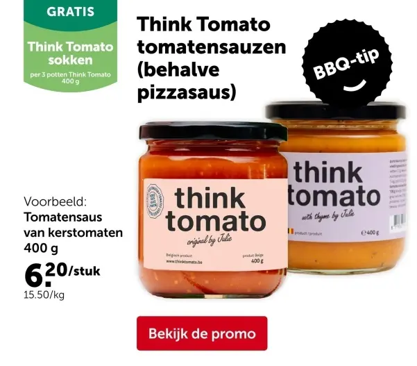 Promotie: Think Tomato tomatensauzen (behalve pizzasaus)